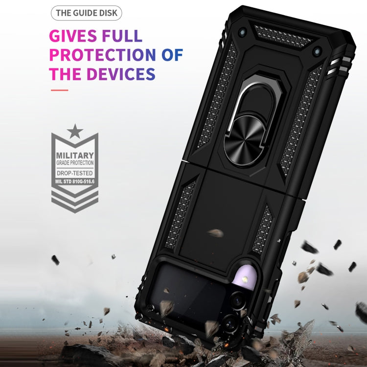 Samsung Galaxy Z Flip3 5G case made of TPU and PC, featuring a shockproof design and a 360-degree rotating holder.